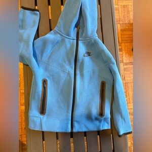 Nike Tech Kids Light Blue Hooded Jacket with Black Trim